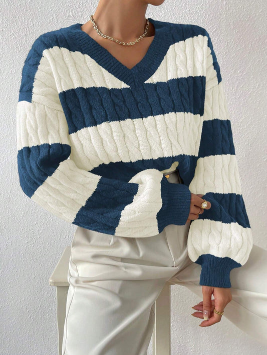 Elegant Striped Women's Knit Sweater